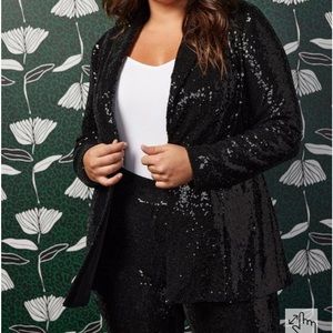 Torrid SZ 0 NEW Sylvia Mollie Longline Blazer - Sequin Black